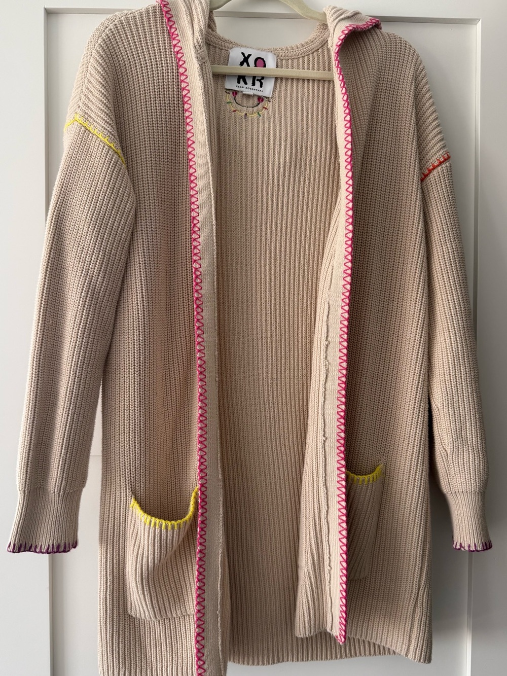 Kerri Rosenthal XOKR Smiley Hooded Long Cardigan Sweater M